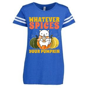 Funny Cute Thanksgiving Whatever Spices Your Pumpkin Autumn Enza Ladies Jersey Football T-Shirt