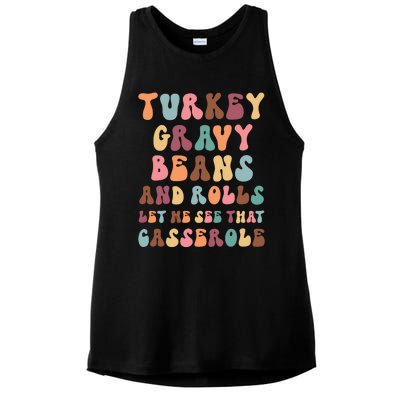 Funny Cute Turkey Gravy Beans And Rolls Groovy Happy Family Thanksgiving Matchin Ladies PosiCharge Tri-Blend Wicking Tank