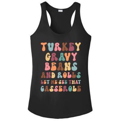 Funny Cute Turkey Gravy Beans And Rolls Groovy Happy Family Thanksgiving Matchin Ladies PosiCharge Competitor Racerback Tank