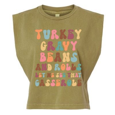 Funny Cute Turkey Gravy Beans And Rolls Groovy Happy Family Thanksgiving Matchin Garment-Dyed Women's Muscle Tee