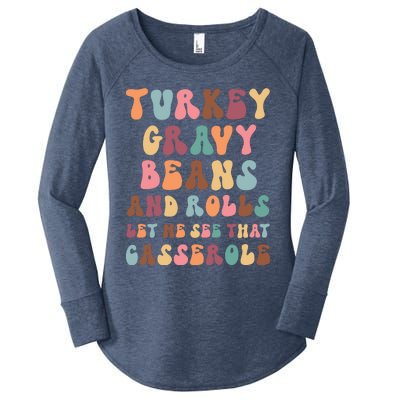 Funny Cute Turkey Gravy Beans And Rolls Groovy Happy Family Thanksgiving Matchin Women's Perfect Tri Tunic Long Sleeve Shirt