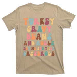 Funny Cute Turkey Gravy Beans And Rolls Groovy Happy Family Thanksgiving Matchin T-Shirt