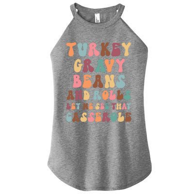 Funny Cute Turkey Gravy Beans And Rolls Groovy Happy Family Thanksgiving Matchin Women's Perfect Tri Rocker Tank