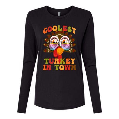 Funny Coolest Turkey In Town Thanksgiving Colorful Glasses Gift Womens Cotton Relaxed Long Sleeve T-Shirt