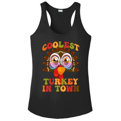 Funny Coolest Turkey In Town Thanksgiving Colorful Glasses Gift Ladies PosiCharge Competitor Racerback Tank