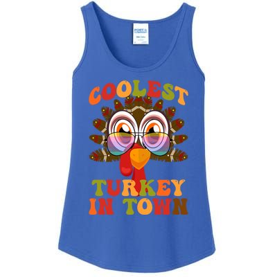 Funny Coolest Turkey In Town Thanksgiving Colorful Glasses Gift Ladies Essential Tank