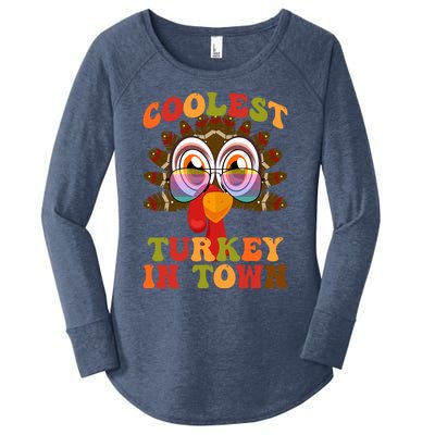 Funny Coolest Turkey In Town Thanksgiving Colorful Glasses Gift Women's Perfect Tri Tunic Long Sleeve Shirt