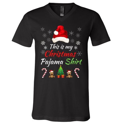 Funny Christmas This Is My Christmas Pajama Christmas Sweater Funny Xmas Gift V-Neck T-Shirt