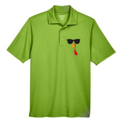 Funny Cool Turkey Face With Sunglasses Thanksgiving Day Meaningful Gift Men's Origin Performance Pique Polo