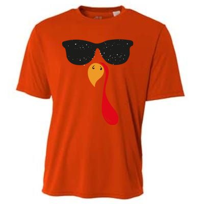 Funny Cool Turkey Face With Sunglasses Thanksgiving Day Meaningful Gift Cooling Performance Crew T-Shirt