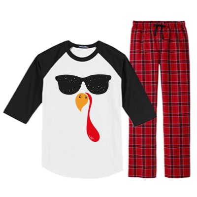 Funny Cool Turkey Face With Sunglasses Thanksgiving Day Meaningful Gift Raglan Sleeve Pajama Set