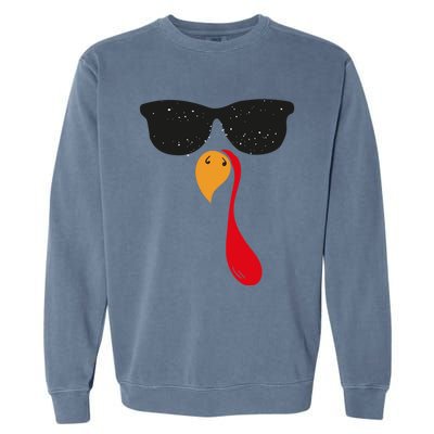 Funny Cool Turkey Face With Sunglasses Thanksgiving Day Meaningful Gift Garment-Dyed Sweatshirt