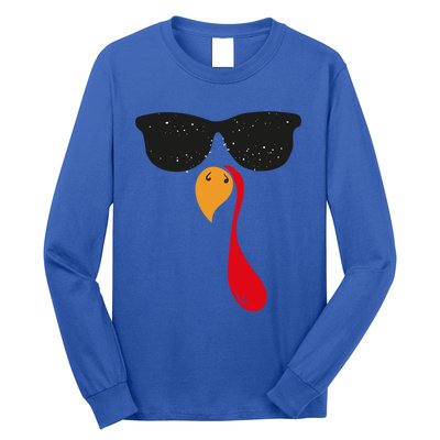 Funny Cool Turkey Face With Sunglasses Thanksgiving Day Meaningful Gift Long Sleeve Shirt