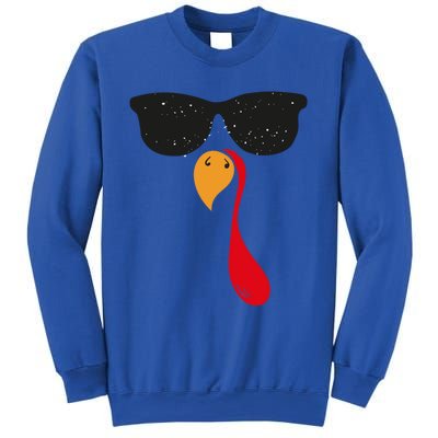 Funny Cool Turkey Face With Sunglasses Thanksgiving Day Meaningful Gift Sweatshirt