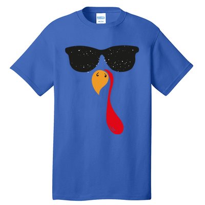 Funny Cool Turkey Face With Sunglasses Thanksgiving Day Meaningful Gift Tall T-Shirt