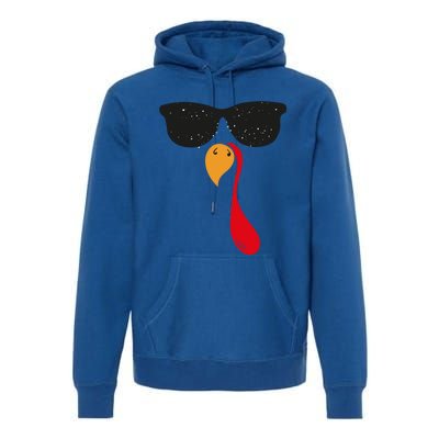 Funny Cool Turkey Face With Sunglasses Thanksgiving Day Meaningful Gift Premium Hoodie