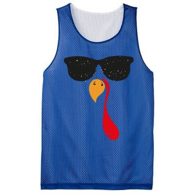 Funny Cool Turkey Face With Sunglasses Thanksgiving Day Meaningful Gift Mesh Reversible Basketball Jersey Tank