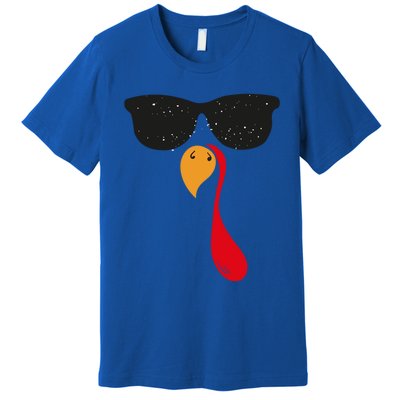 Funny Cool Turkey Face With Sunglasses Thanksgiving Day Meaningful Gift Premium T-Shirt