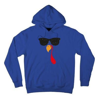 Funny Cool Turkey Face With Sunglasses Thanksgiving Day Meaningful Gift Tall Hoodie