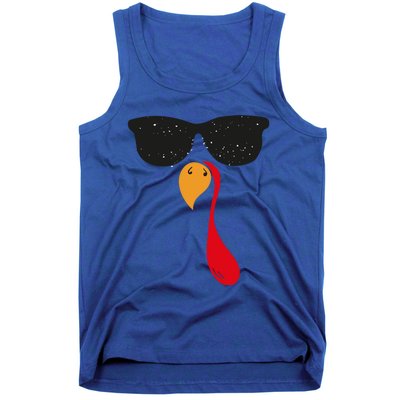 Funny Cool Turkey Face With Sunglasses Thanksgiving Day Meaningful Gift Tank Top