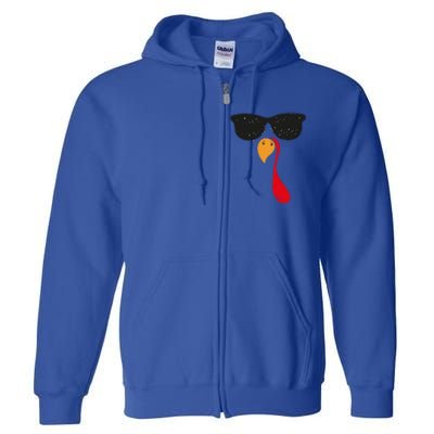 Funny Cool Turkey Face With Sunglasses Thanksgiving Day Meaningful Gift Full Zip Hoodie