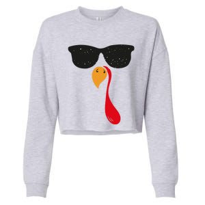 Funny Cool Turkey Face With Sunglasses Thanksgiving Day Meaningful Gift Cropped Pullover Crew