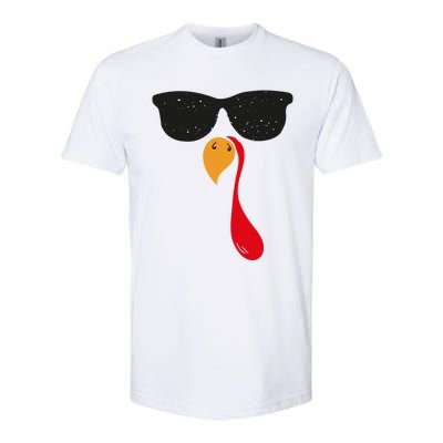 Funny Cool Turkey Face With Sunglasses Thanksgiving Day Meaningful Gift Softstyle CVC T-Shirt