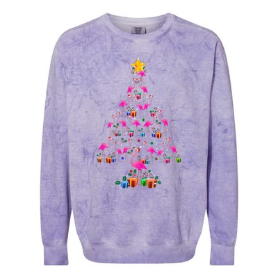 Flamingo Christmas Tree Cute Flamingos Holiday Decor Colorblast Crewneck Sweatshirt