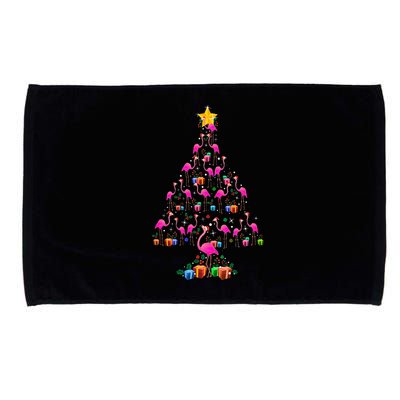 Flamingo Christmas Tree Cute Flamingos Holiday Decor Microfiber Hand Towel