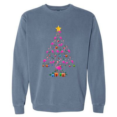 Flamingo Christmas Tree Cute Flamingos Holiday Decor Garment-Dyed Sweatshirt