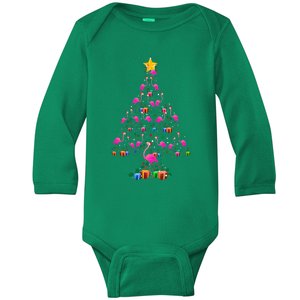 Flamingo Christmas Tree Cute Flamingos Holiday Decor Baby Long Sleeve Bodysuit