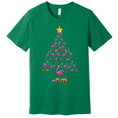 Flamingo Christmas Tree Cute Flamingos Holiday Decor Premium T-Shirt