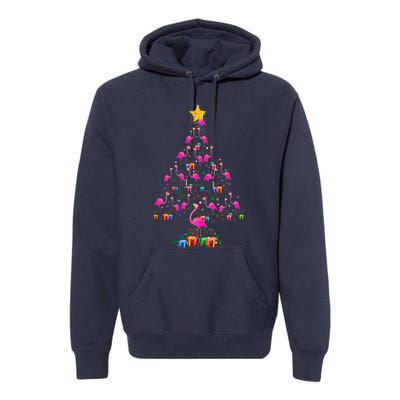 Flamingo Christmas Tree Cute Flamingos Holiday Decor Premium Hoodie