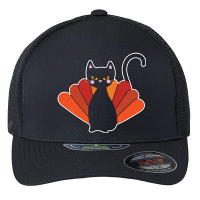 Funny Cute Thanksgiving Cat Turkey Flexfit Unipanel Trucker Cap