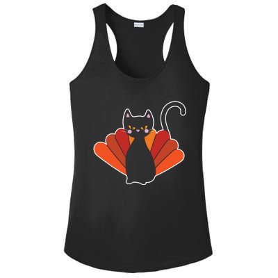 Funny Cute Thanksgiving Cat Turkey Ladies PosiCharge Competitor Racerback Tank