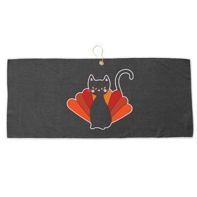 Funny Cute Thanksgiving Cat Turkey Large Microfiber Waffle Golf Towel