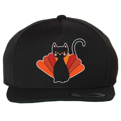 Funny Cute Thanksgiving Cat Turkey Wool Snapback Cap