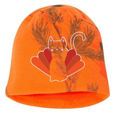 Funny Cute Thanksgiving Cat Turkey Kati - Camo Knit Beanie