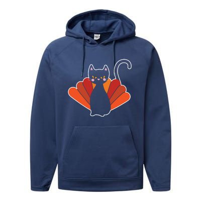 Funny Cute Thanksgiving Cat Turkey Performance Fleece Hoodie