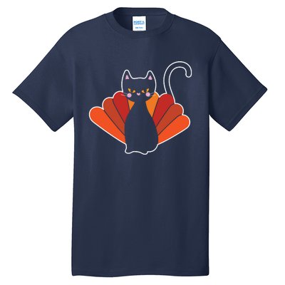 Funny Cute Thanksgiving Cat Turkey Tall T-Shirt