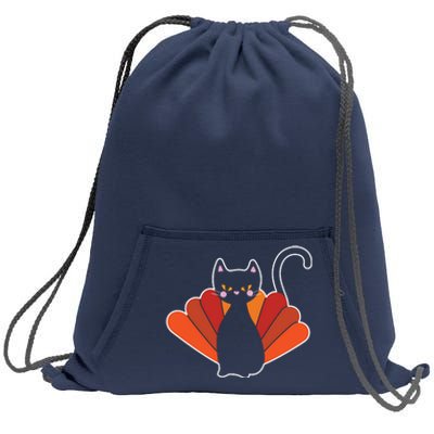 Funny Cute Thanksgiving Cat Turkey Sweatshirt Cinch Pack Bag