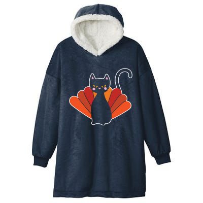 Funny Cute Thanksgiving Cat Turkey Hooded Wearable Blanket