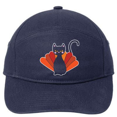 Funny Cute Thanksgiving Cat Turkey 7-Panel Snapback Hat