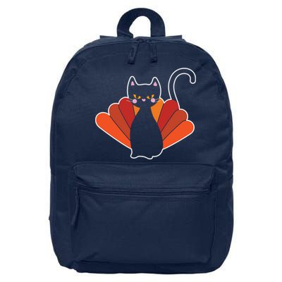 Funny Cute Thanksgiving Cat Turkey 16 in Basic Backpack