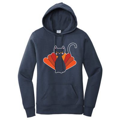 Funny Cute Thanksgiving Cat Turkey Women's Pullover Hoodie