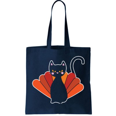 Funny Cute Thanksgiving Cat Turkey Tote Bag