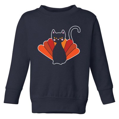 Funny Cute Thanksgiving Cat Turkey Toddler Sweatshirt