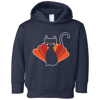 Funny Cute Thanksgiving Cat Turkey Toddler Hoodie