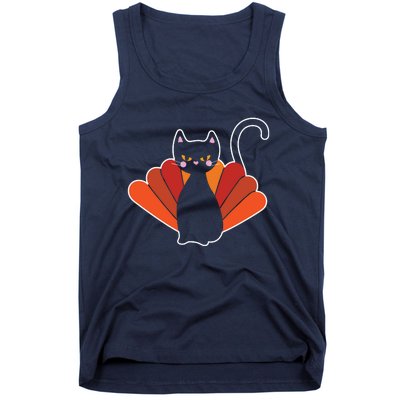 Funny Cute Thanksgiving Cat Turkey Tank Top