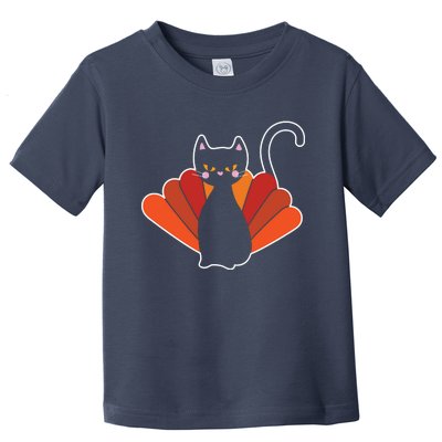 Funny Cute Thanksgiving Cat Turkey Toddler T-Shirt